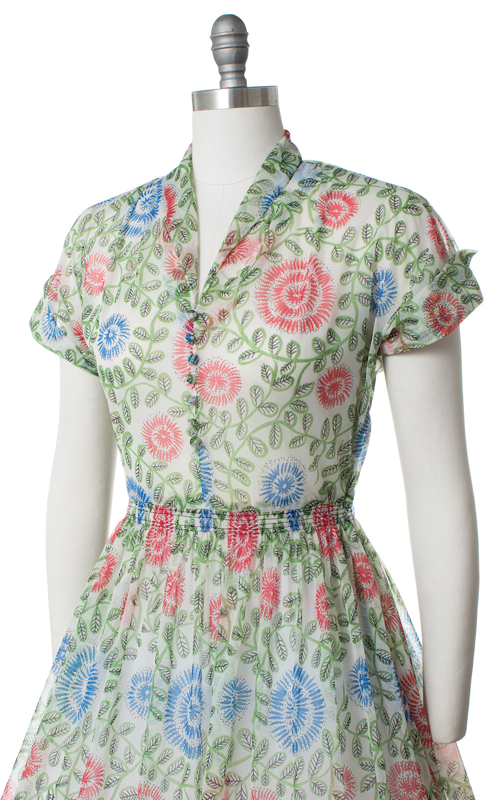 1950s Sheer Floral Dress