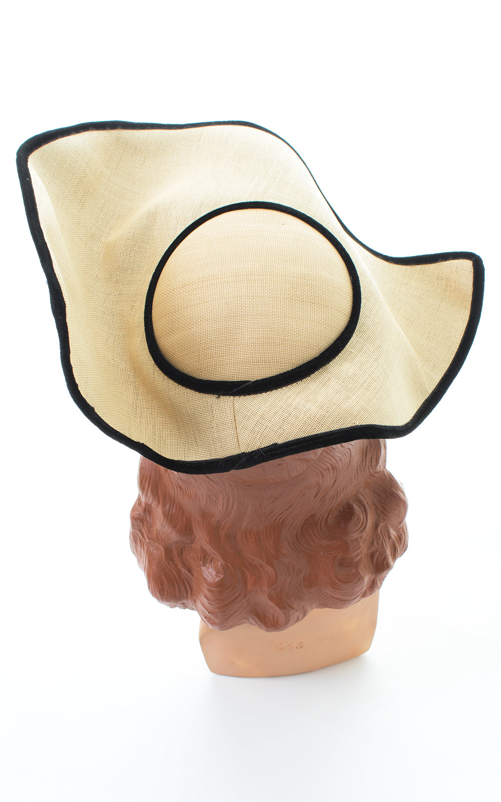 1950s Sculptural Structured Straw & Velvet Hat