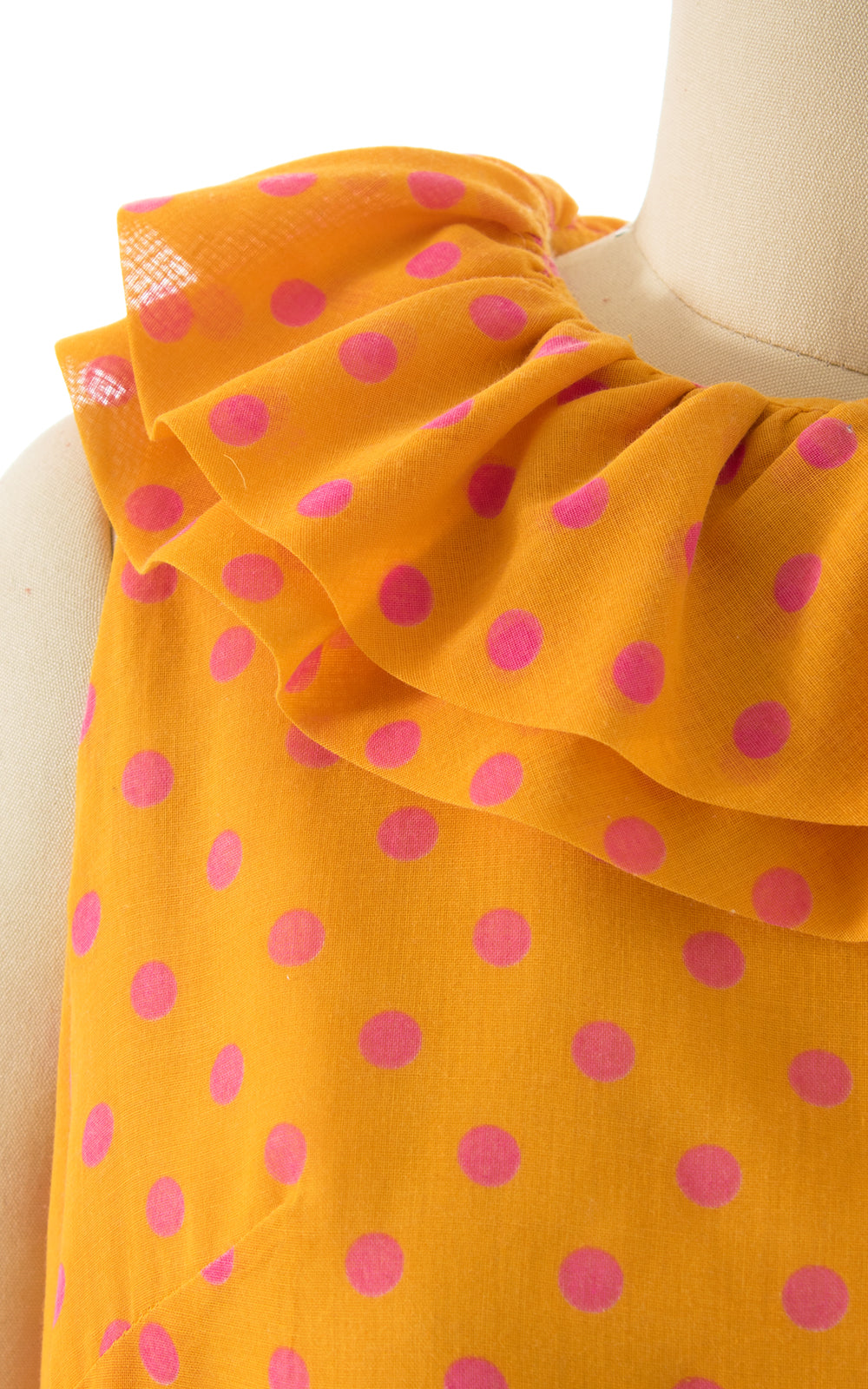 1960s Polka Dot Ruffed Shift Dress