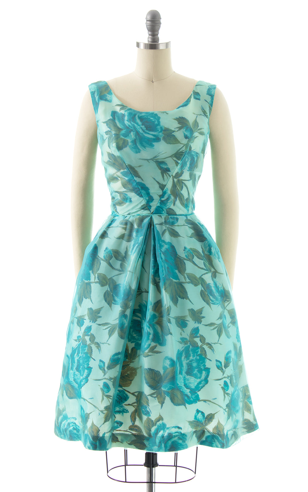 1960s Blue Rose Chiffon Overlay Party Dress | x-small/small – Birthday ...