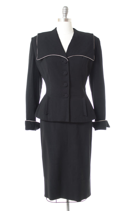 1950s Lilli Ann Black Wool Skirt Suit