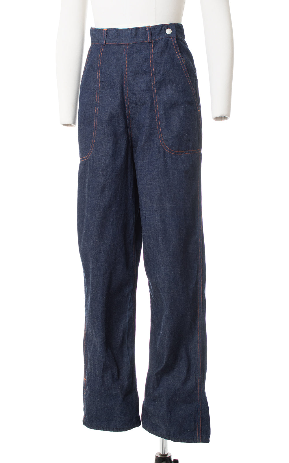1950s Plaid Cuff Dark Denim Jeans