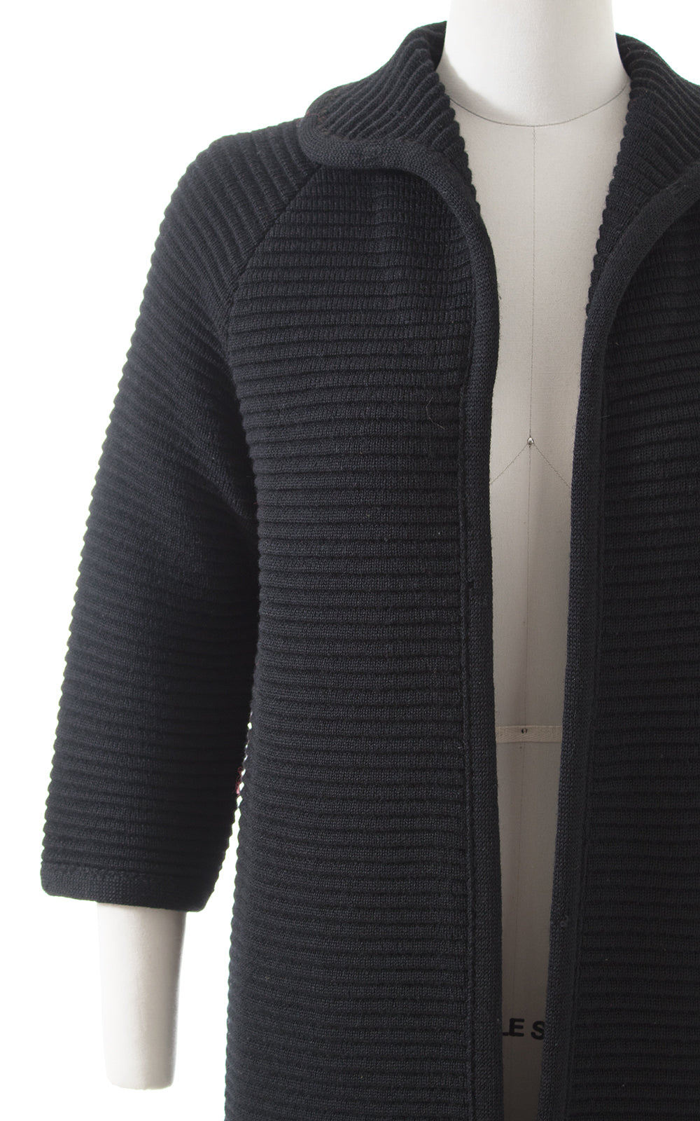 1960s Black Knit Wool Sweater Coat