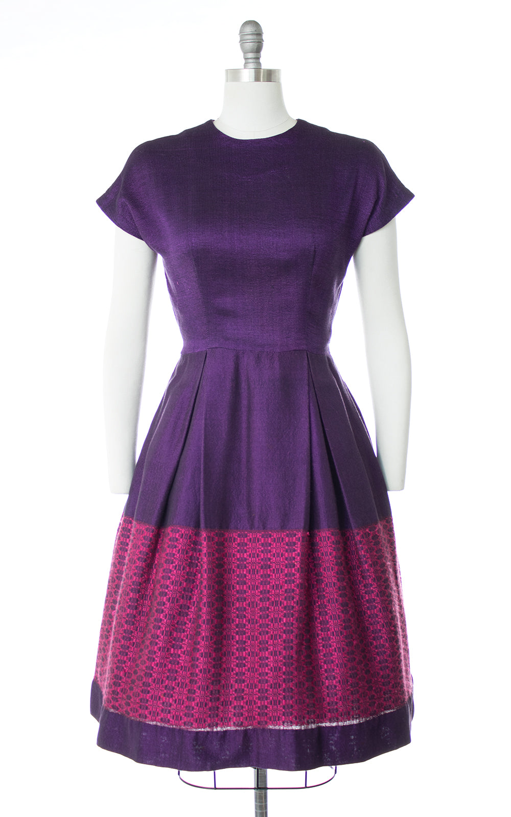 1950s Hand-Loomed Color Block Dress