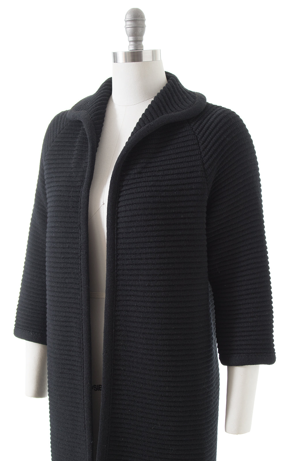 1960s Black Knit Wool Sweater Coat