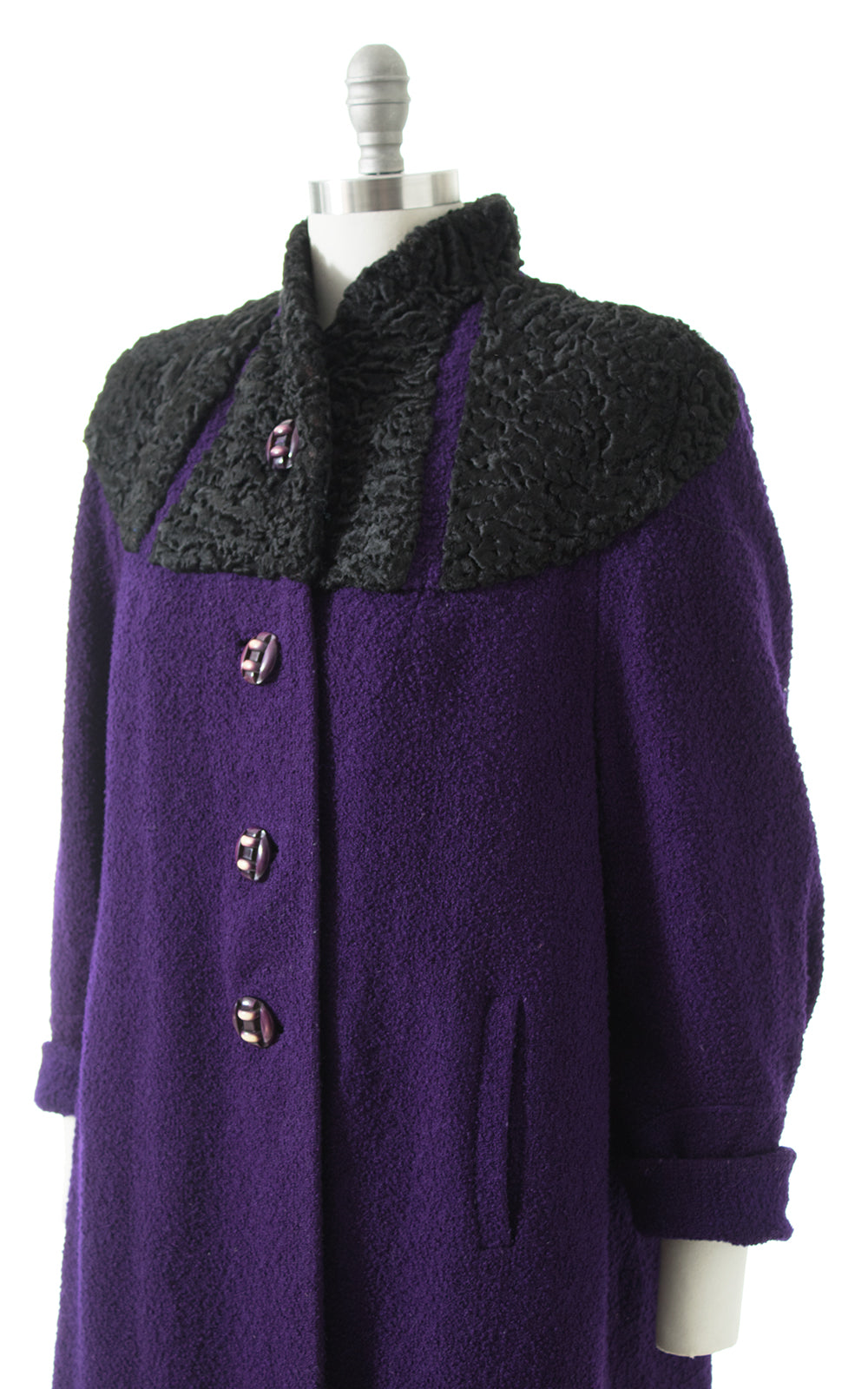 1940s Wool & Persian Lamb Fur Coat