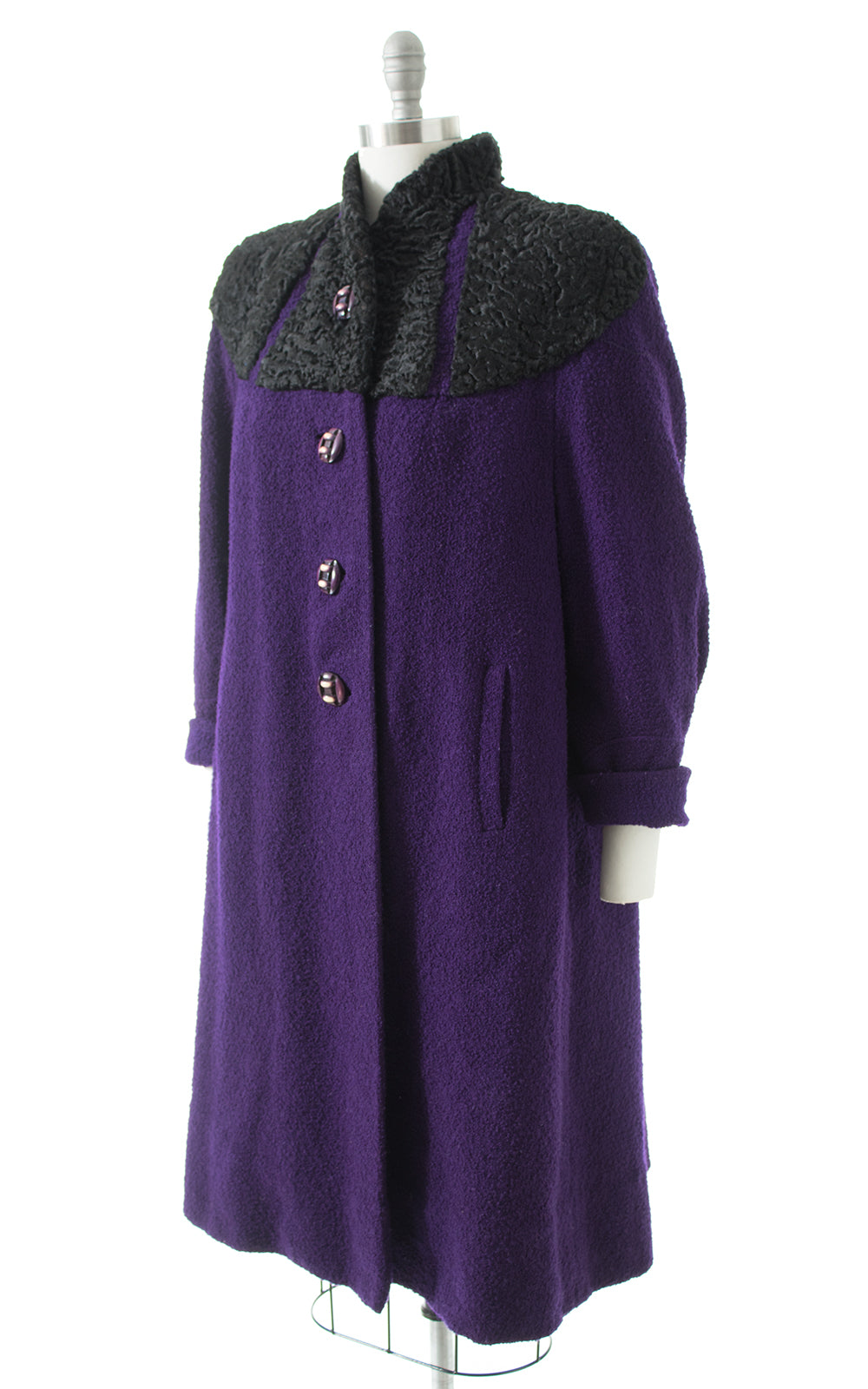 1940s Wool & Persian Lamb Fur Coat