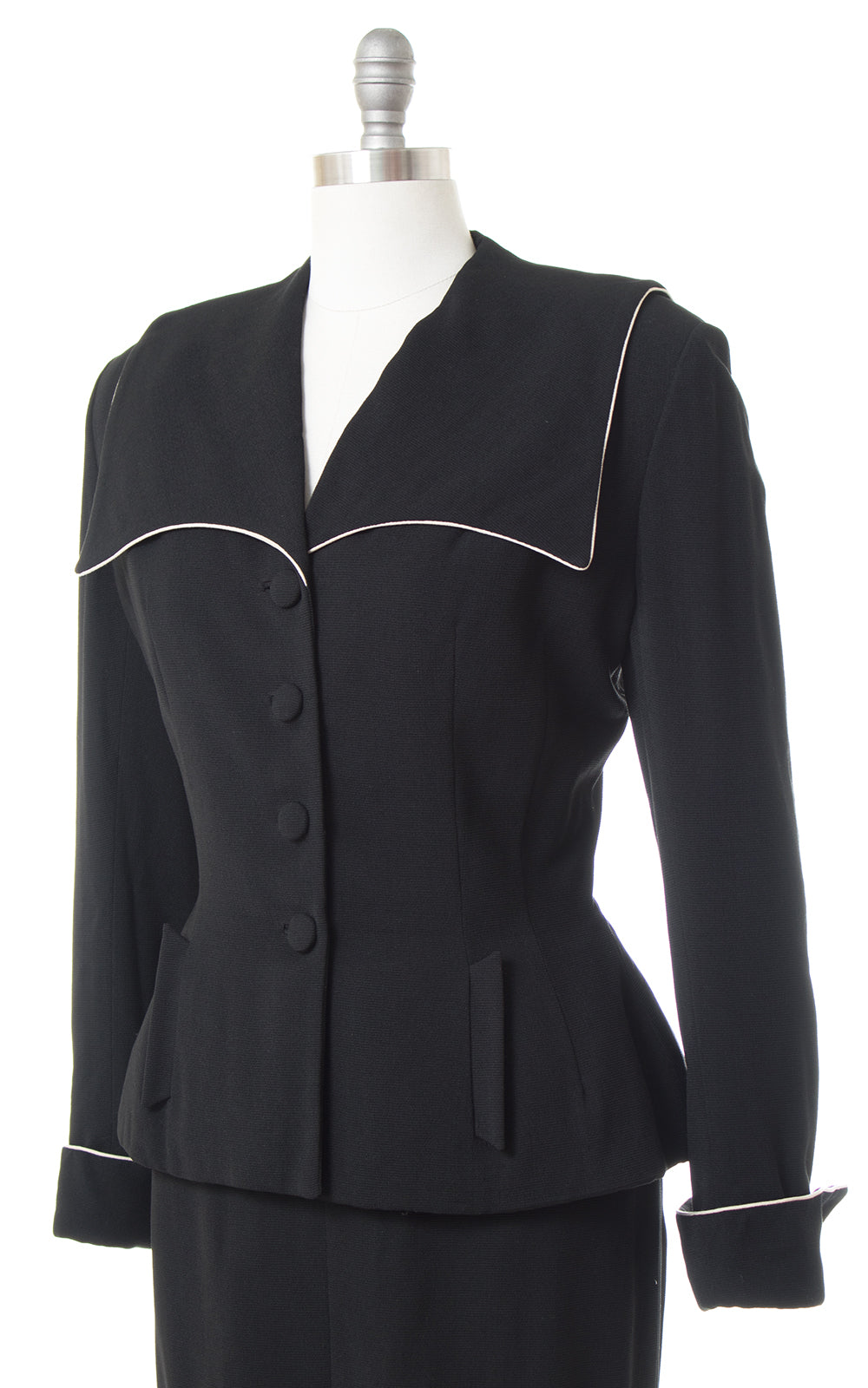 1950s Lilli Ann Black Wool Skirt Suit