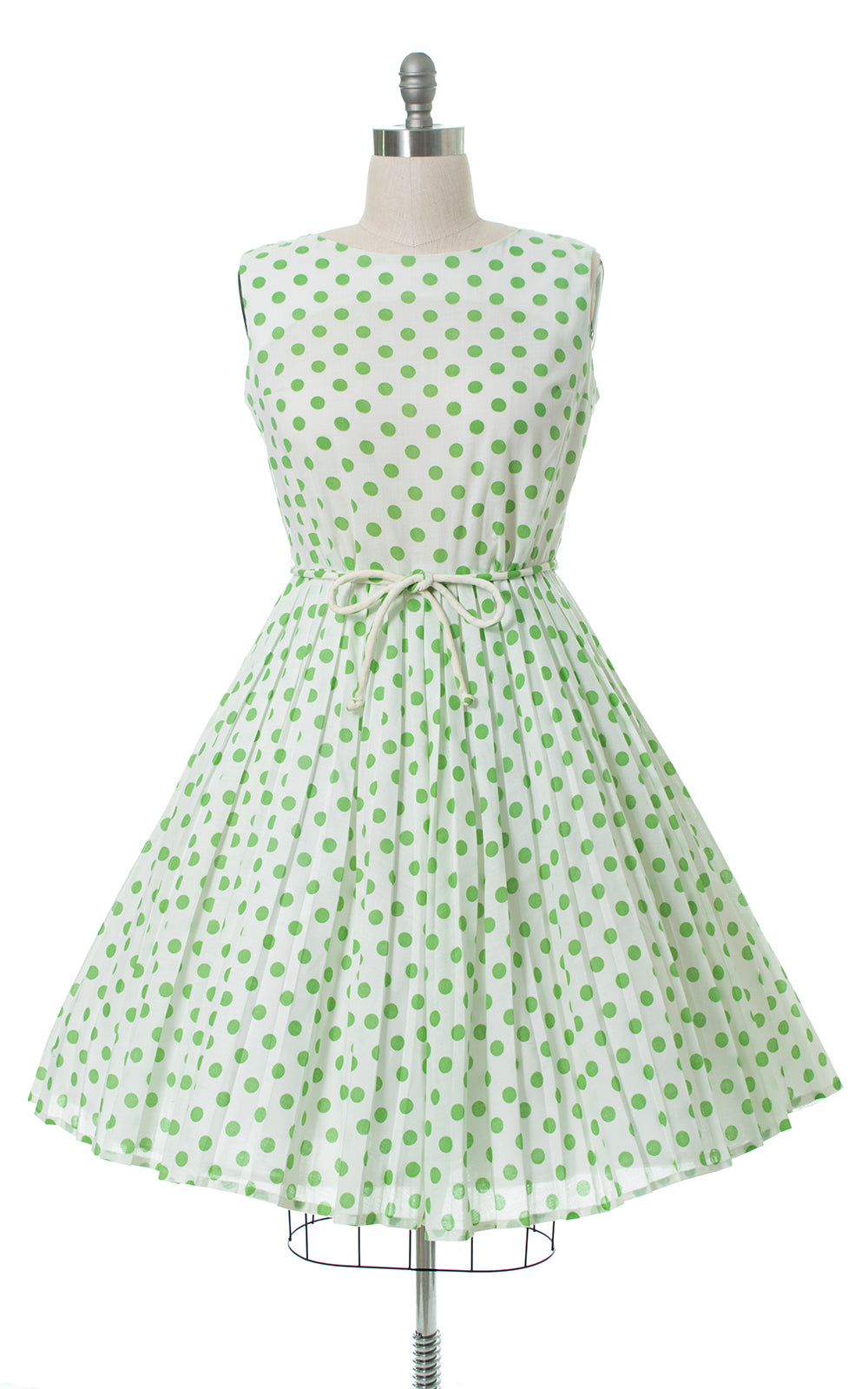 1950s Polka Dot Accordion Pleated Sundress