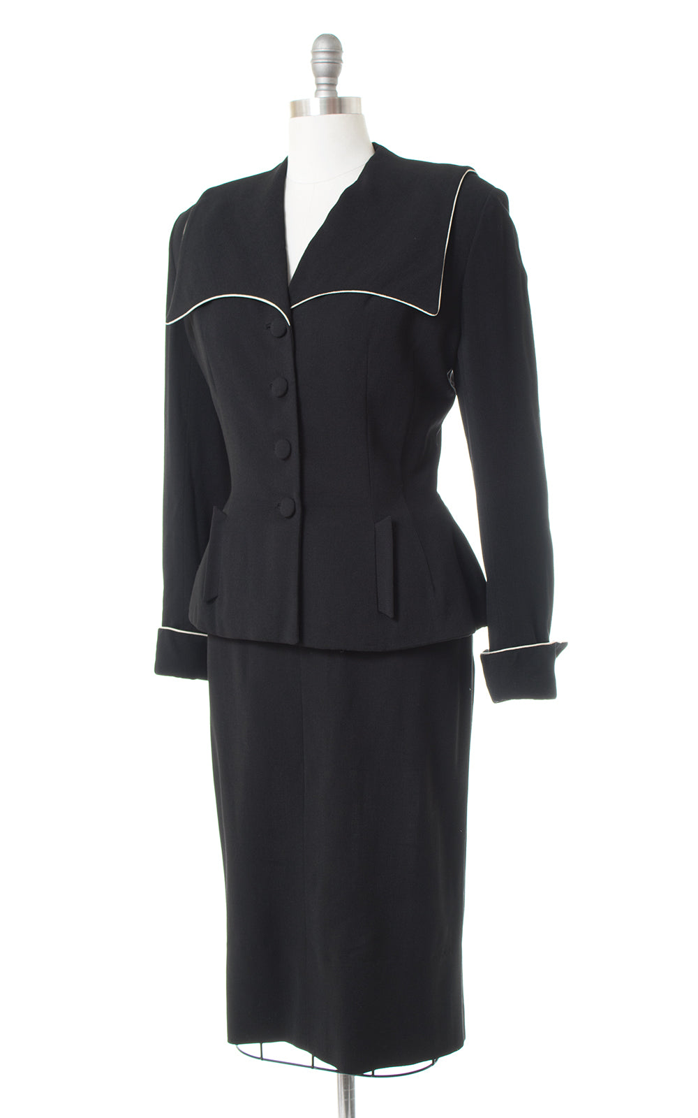 1950s Lilli Ann Black Wool Skirt Suit