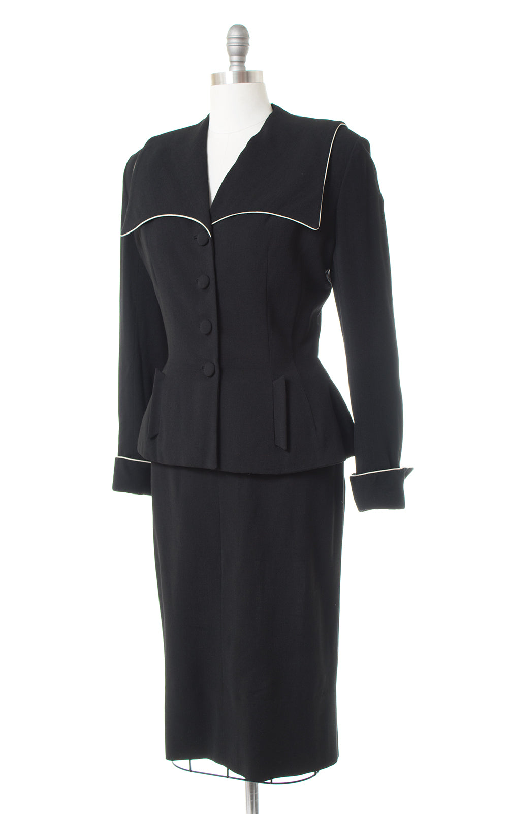 1950s Lilli Ann Black Wool Skirt Suit | medium – Birthday Life Vintage