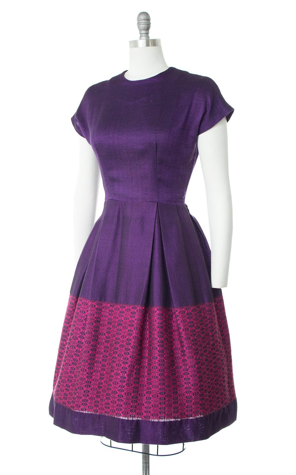 1950s Hand-Loomed Color Block Dress