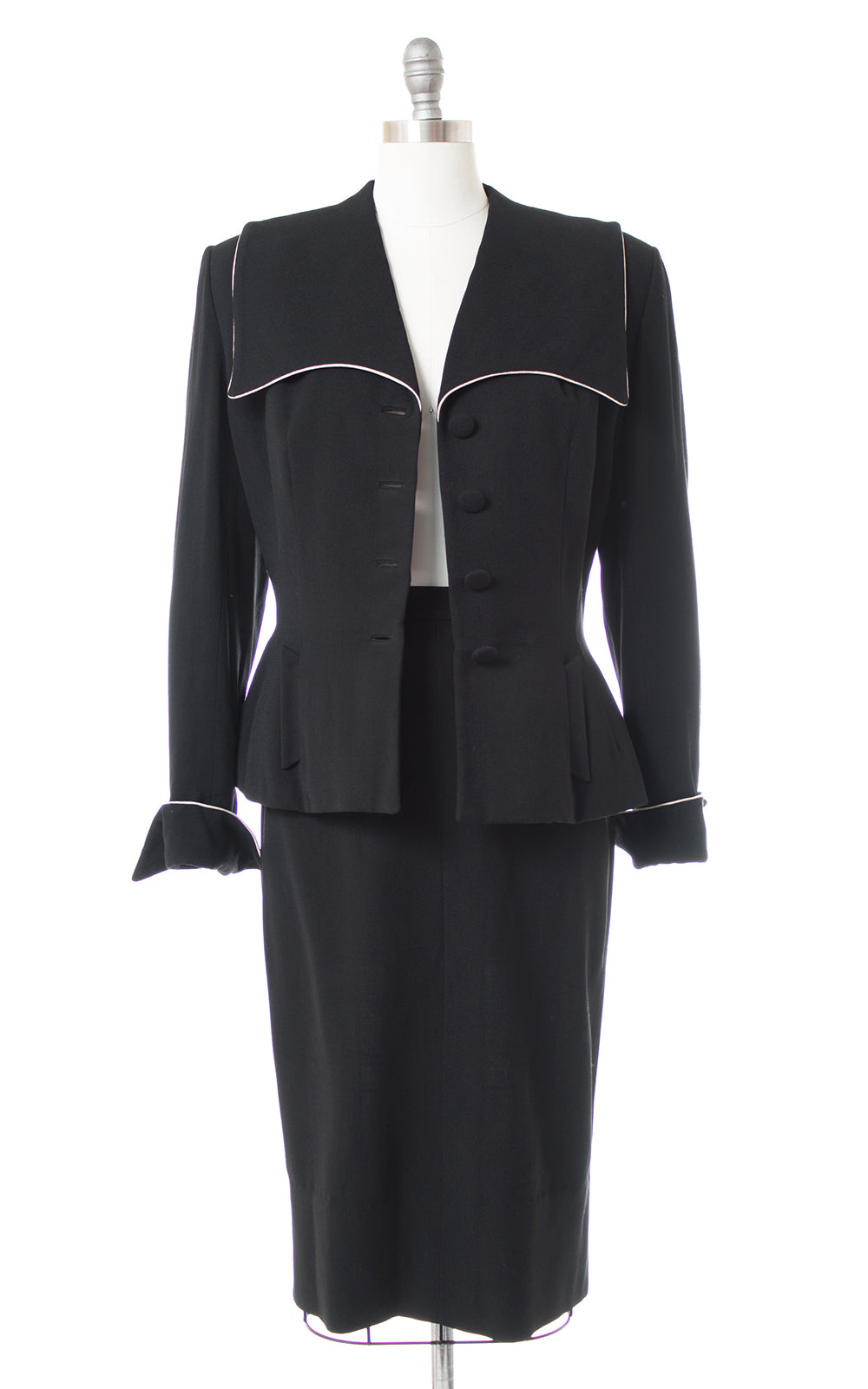 1950s Lilli Ann Black Wool Skirt Suit