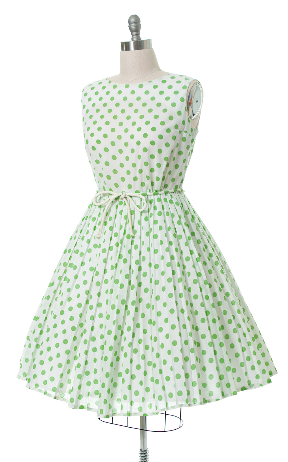 1950s Polka Dot Accordion Pleated Sundress