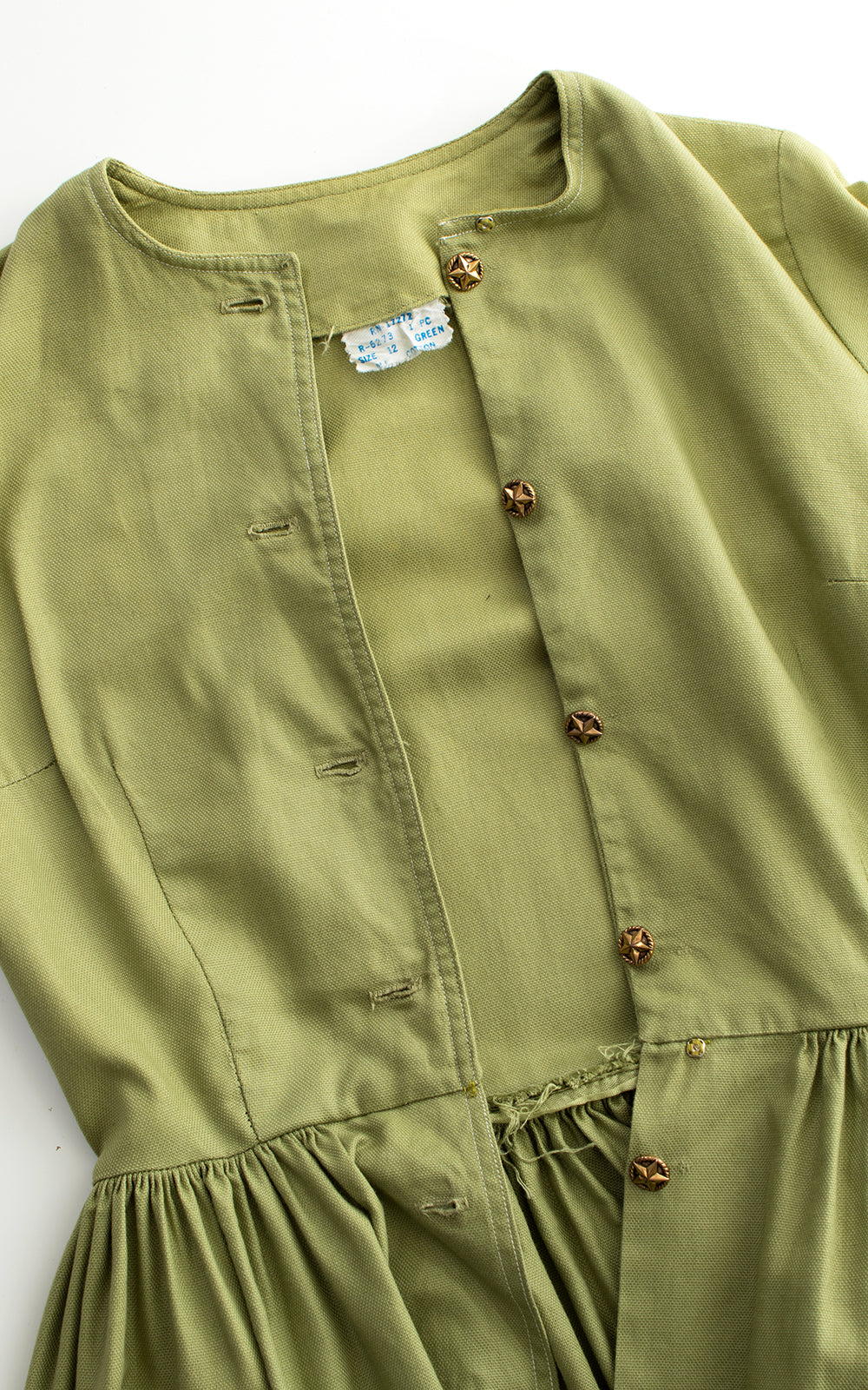 1950s Olive Green Shirtwaist Dress with Pockets