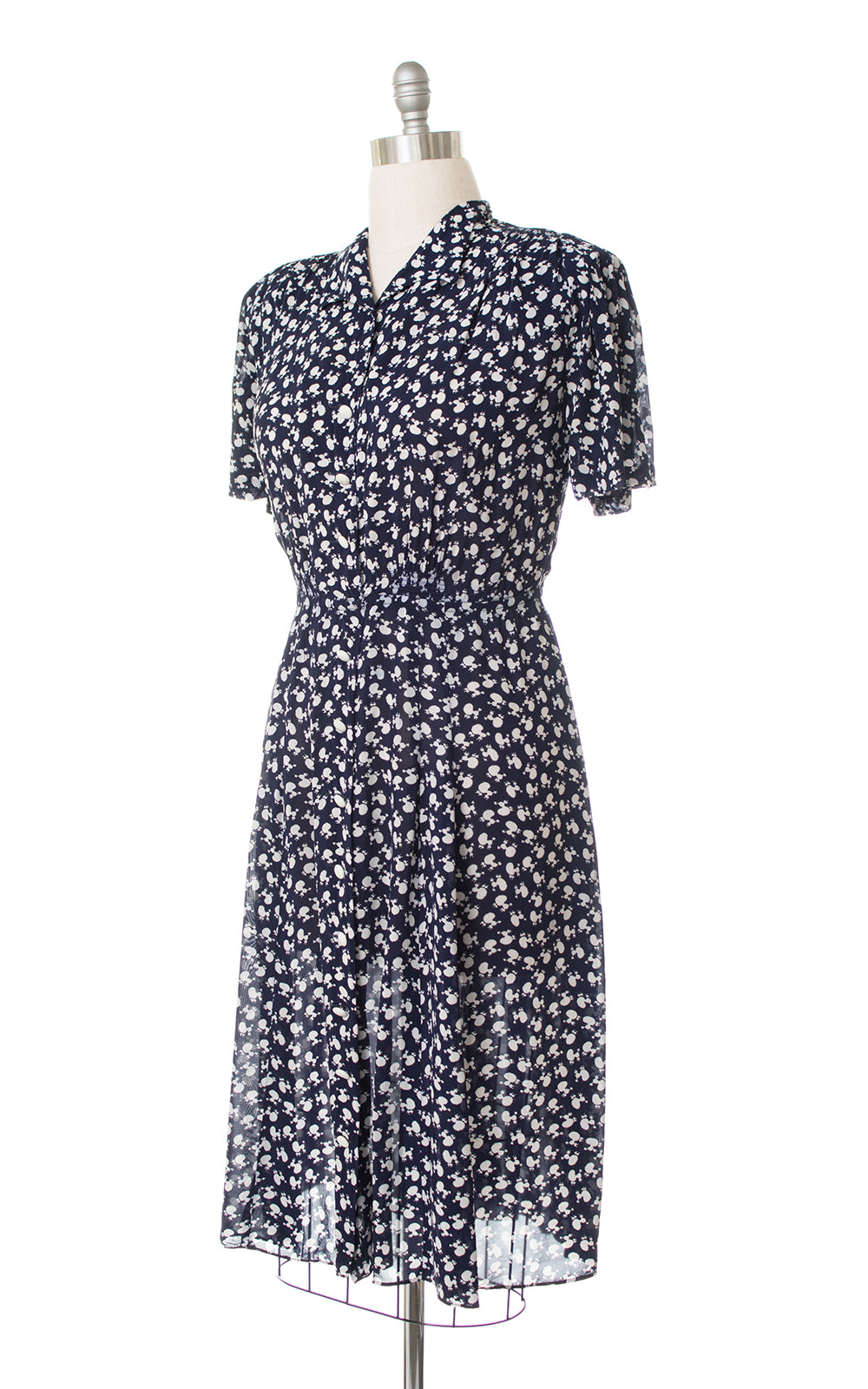 1940s Poodle Novelty Print Rayon Shirtwaist Dress