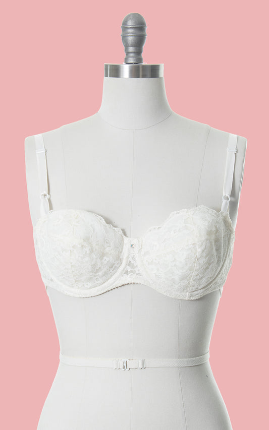 1960s White Lace Open Back Bra | size 34C