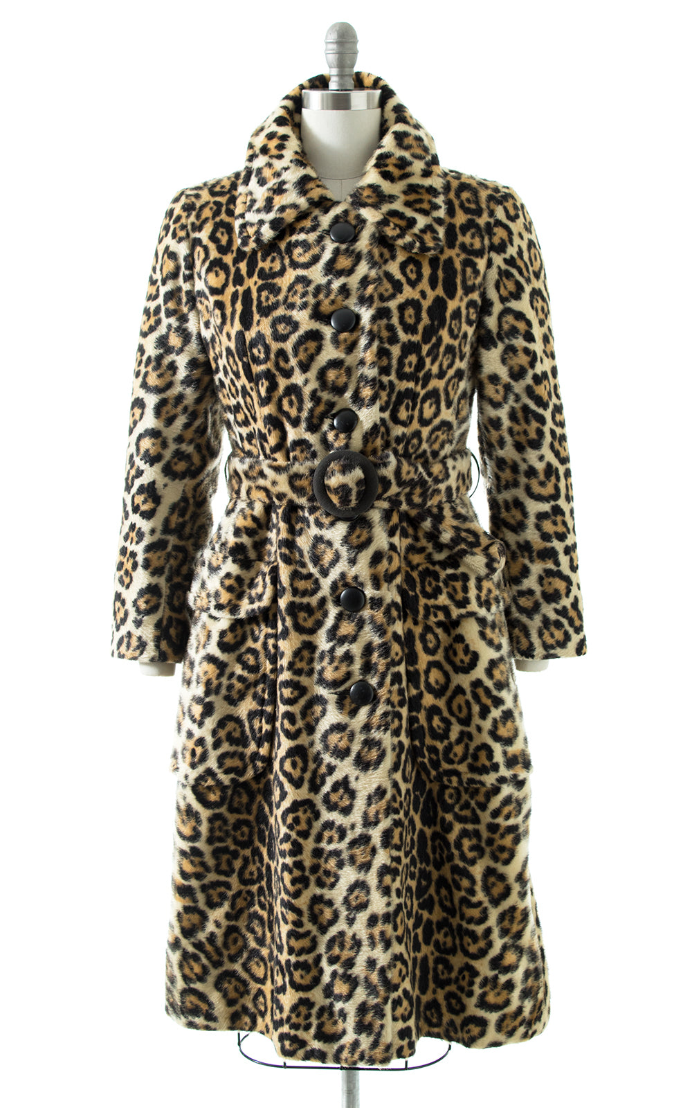 1970s Leopard Print Faux Fur Belted Coat