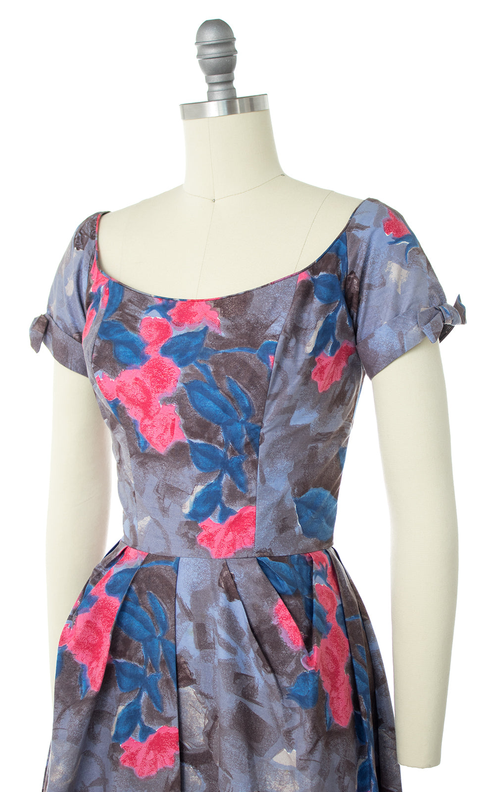 1950s Ceil Chapman Rose Printed Dress