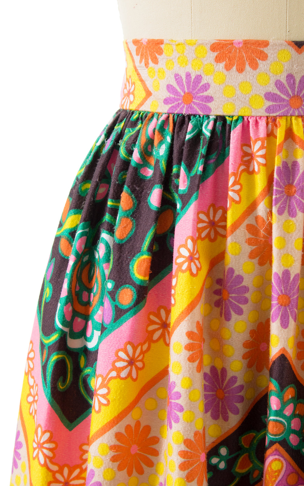 1960s Floral Geometric Maxi Skirt