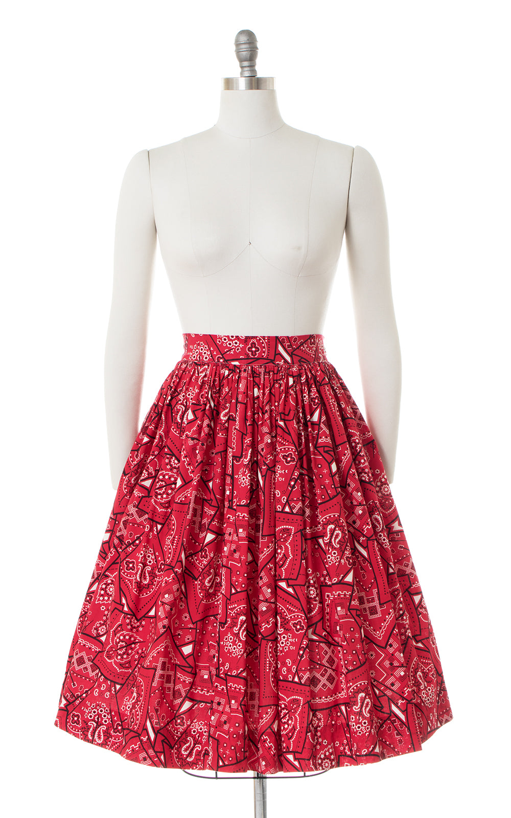 1950s Red Bandana Novelty Print Skirt