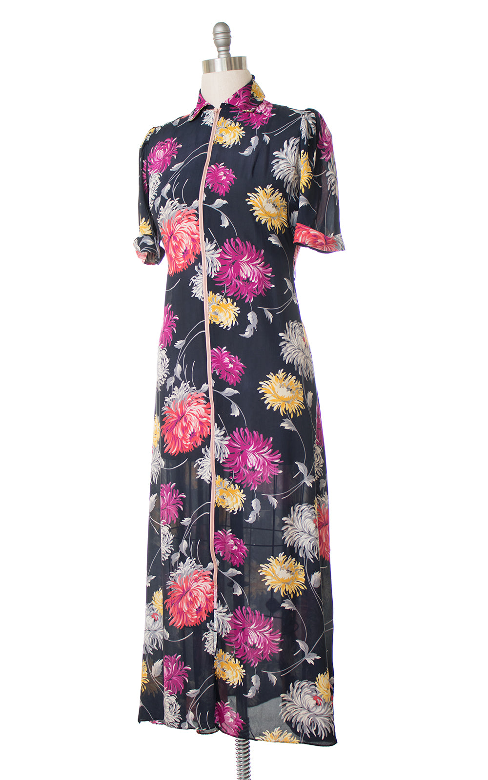 1940s Saybury Floral Cold Rayon Maxi Dress