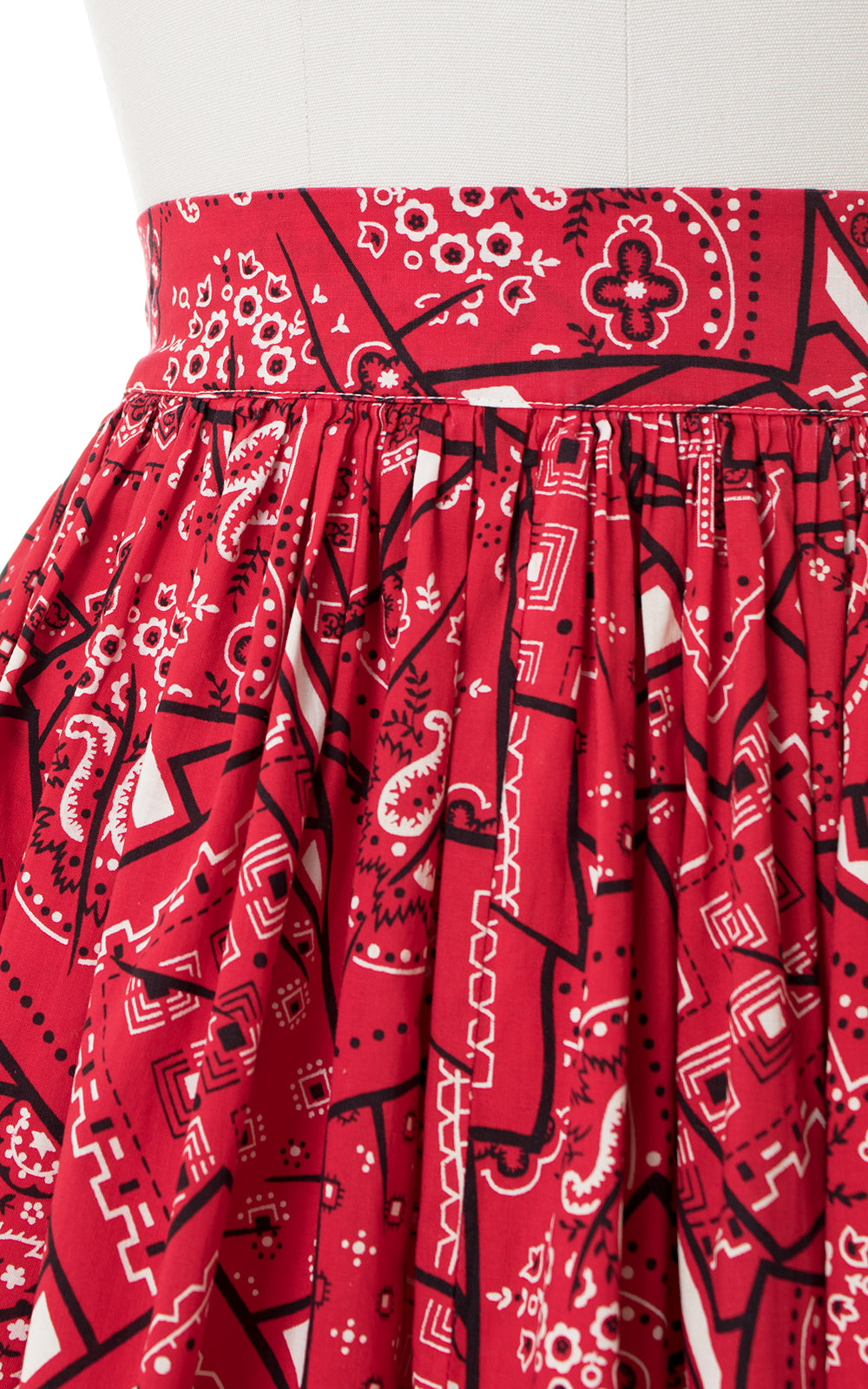 1950s Red Bandana Novelty Print Skirt