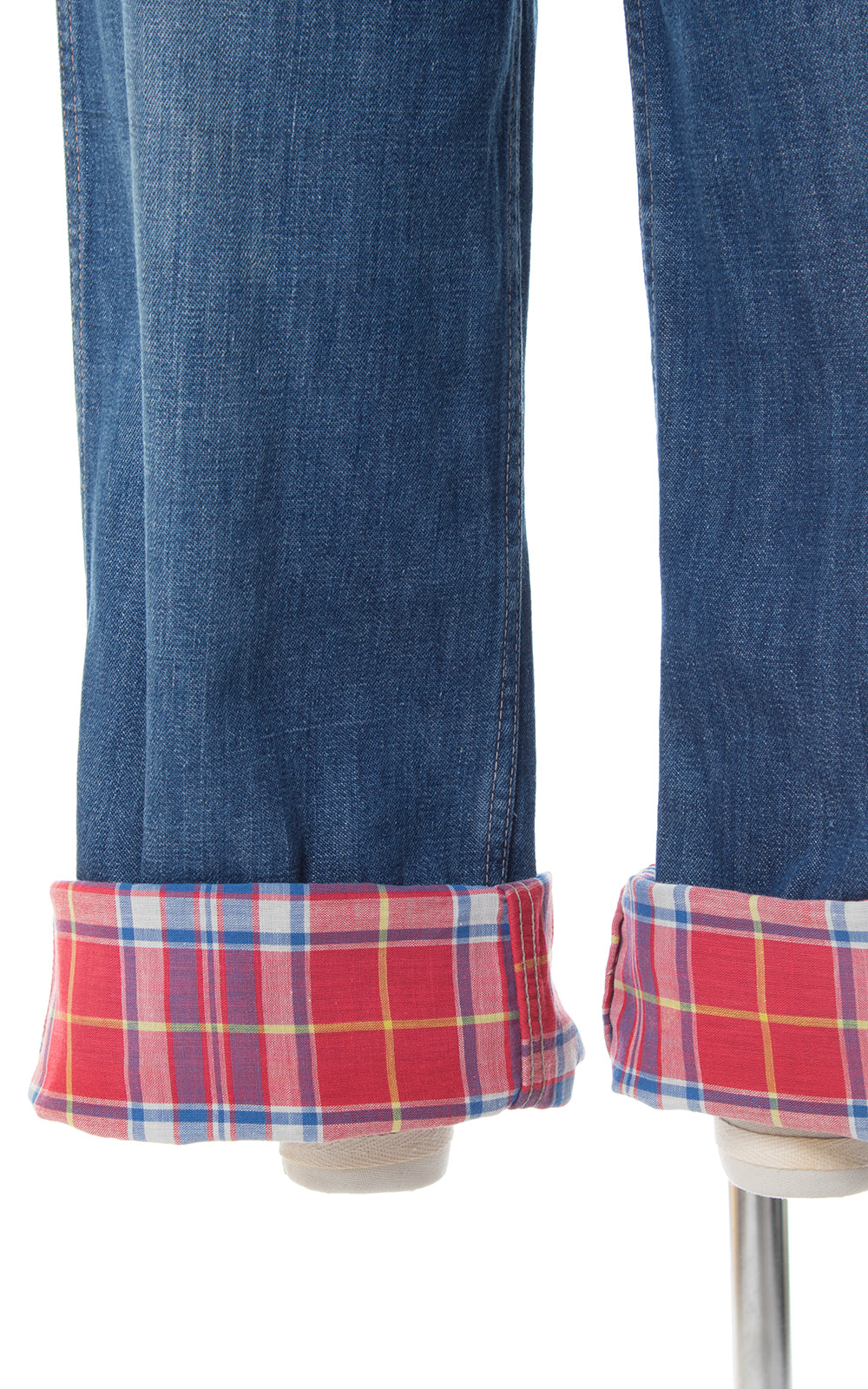 1950s Plaid Cuff Medium-Wash Denim Jeans | xs/small / modern US 2