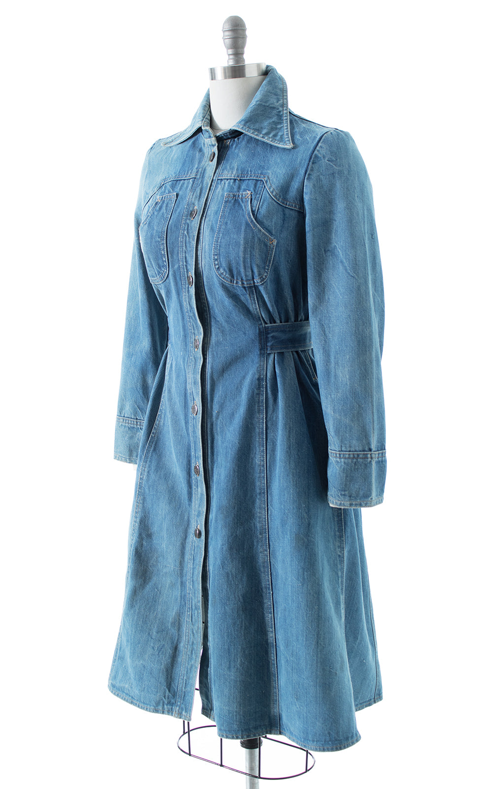 1970s Denim Coat Dress | small – Birthday Life Vintage