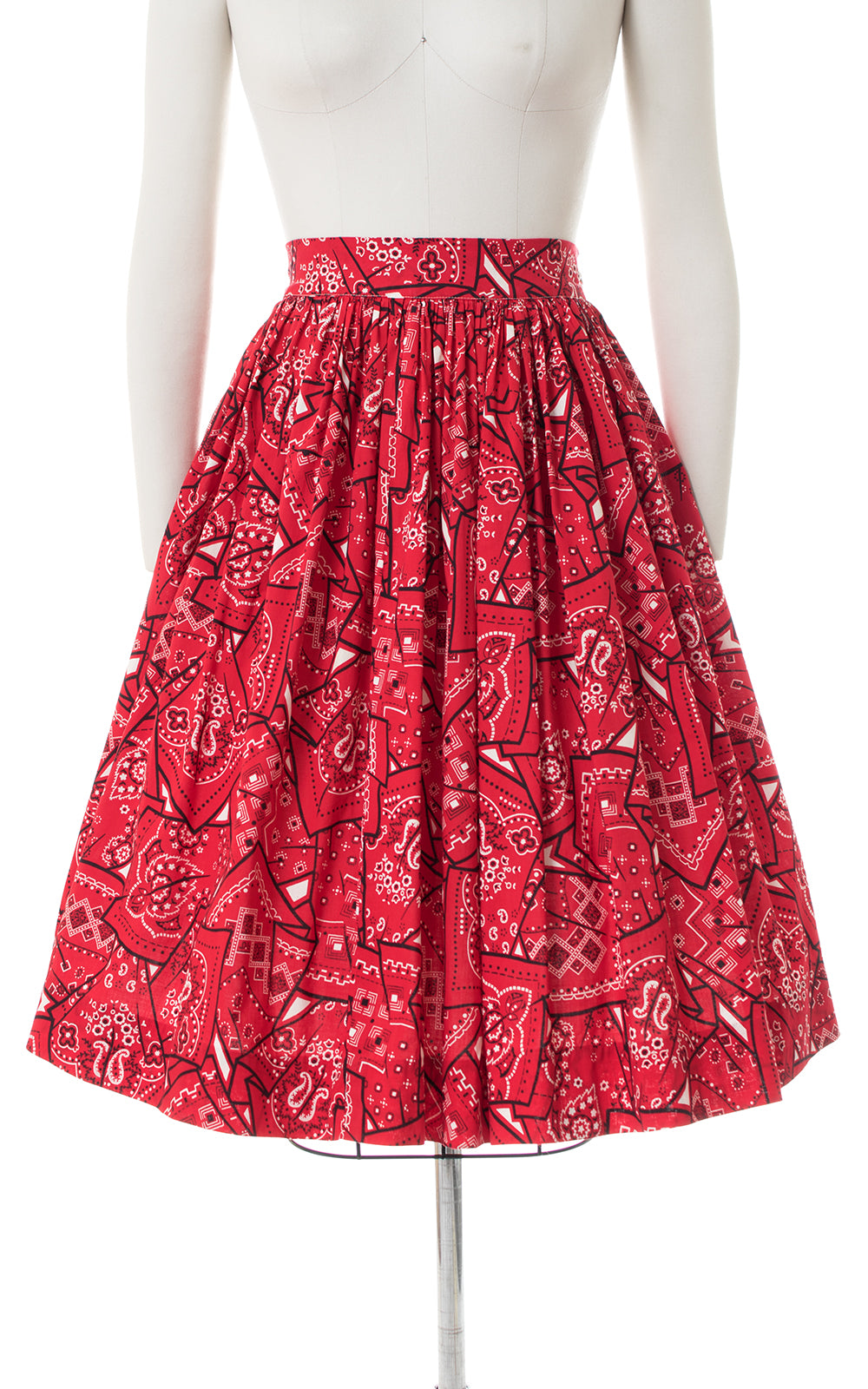 1950s Red Bandana Novelty Print Skirt