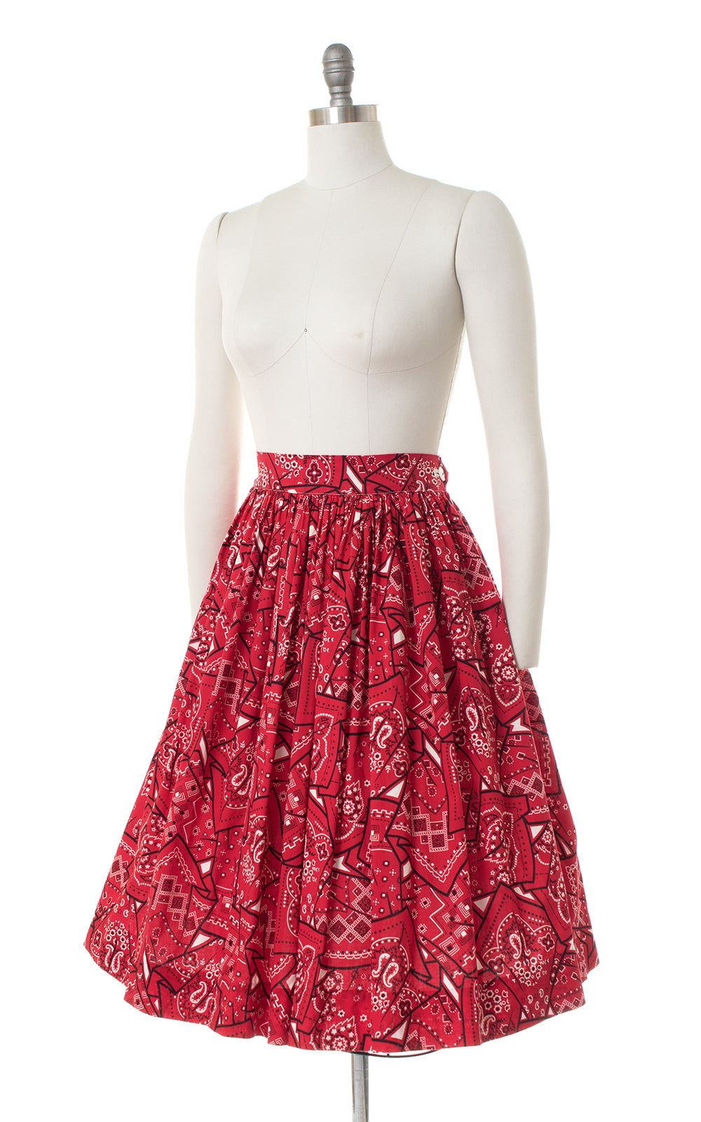 1950s Red Bandana Novelty Print Skirt