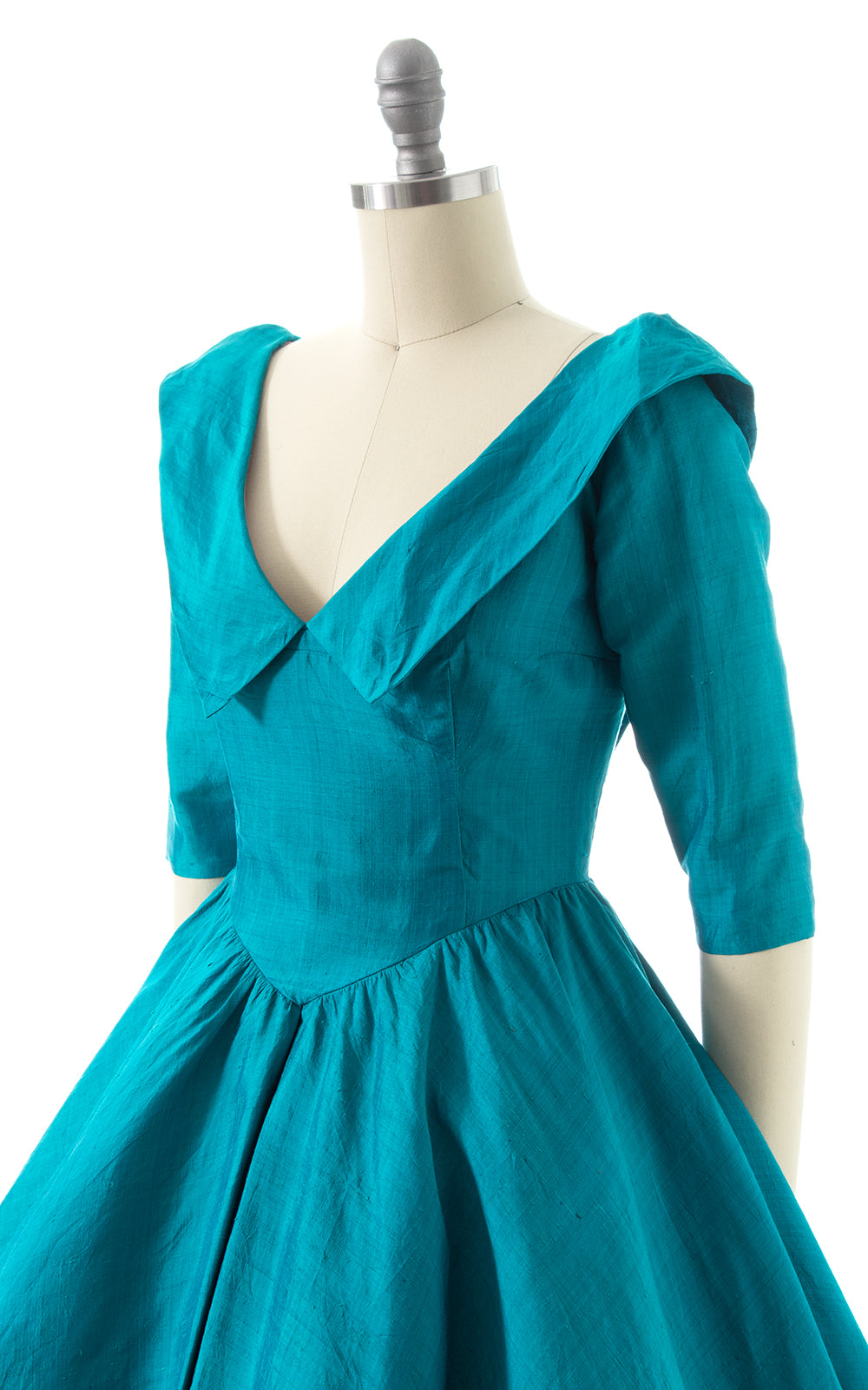 1950s Teal Silk Party Dress