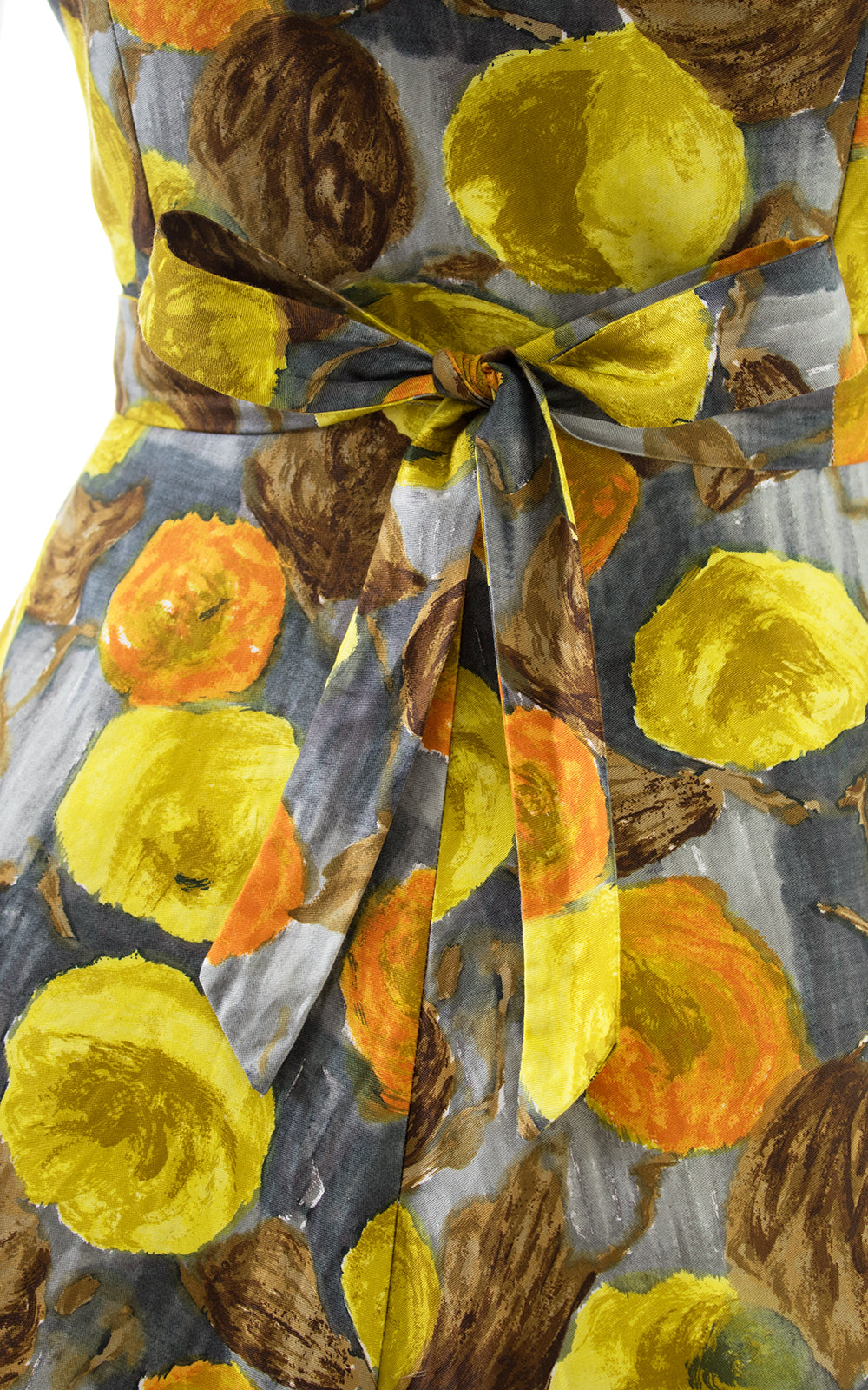 1950s Autumnal Floral Cotton Day Dress