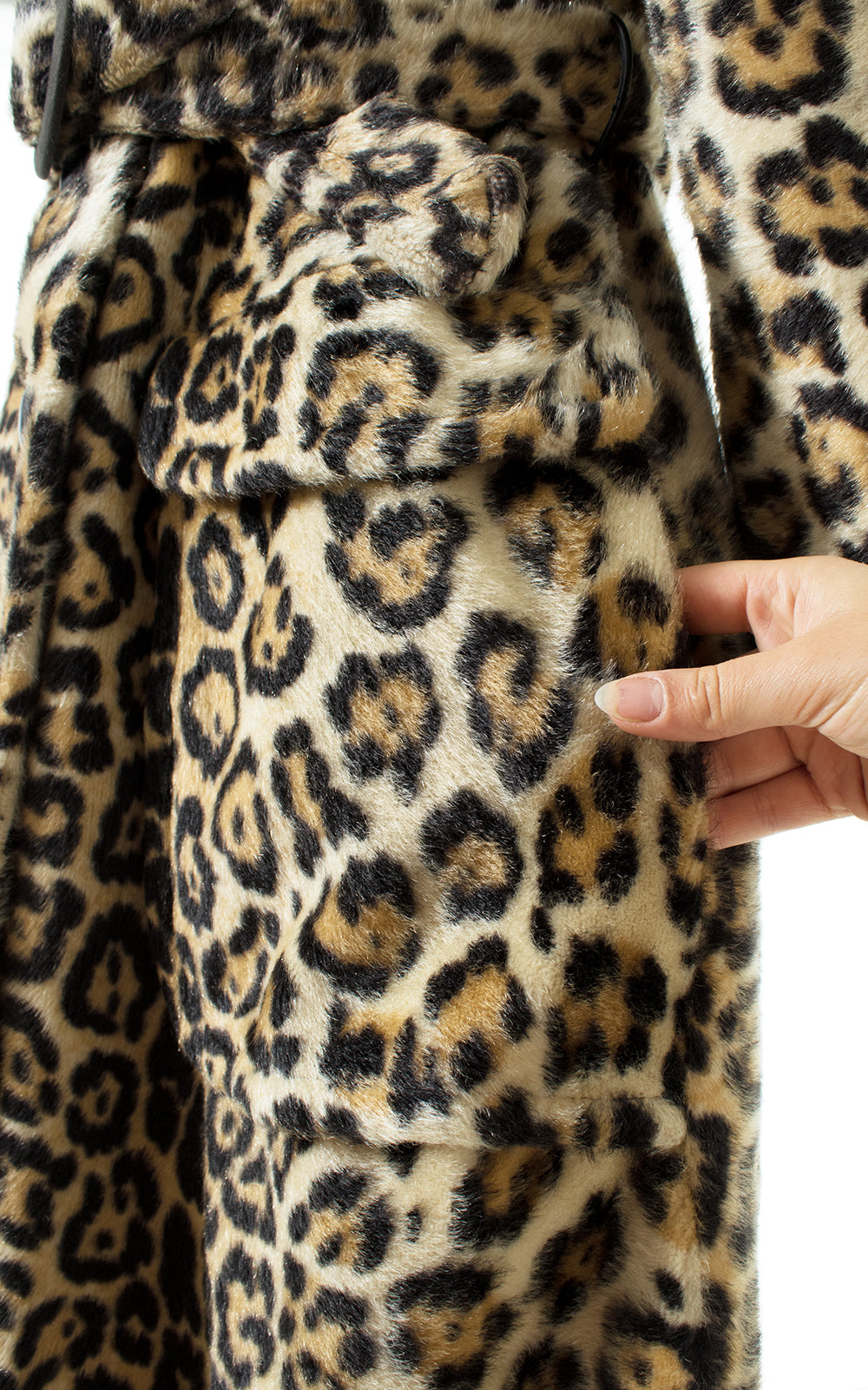 1970s Leopard Print Faux Fur Belted Coat