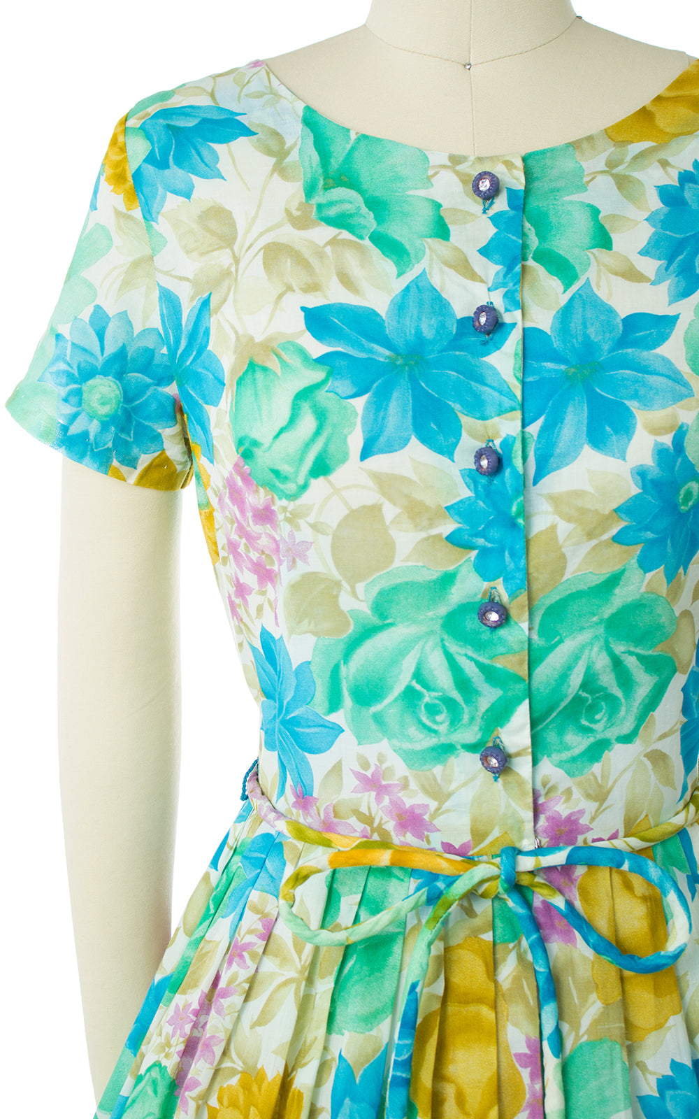 1950s Floral Shirtwaist Dress