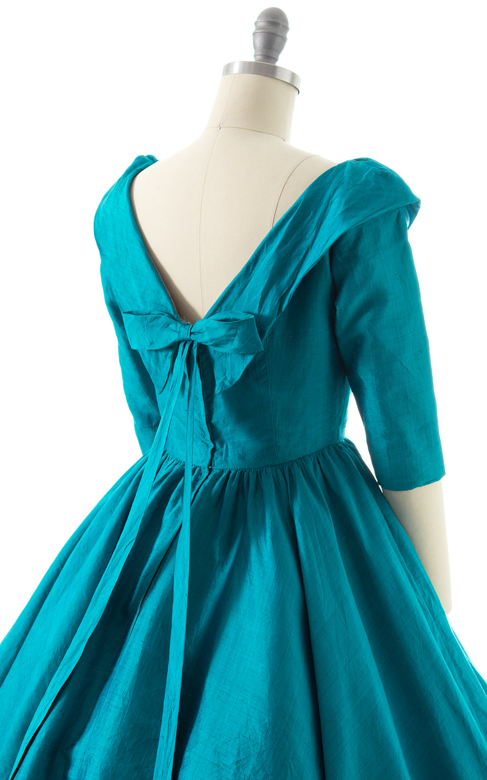 1950s Teal Silk Party Dress