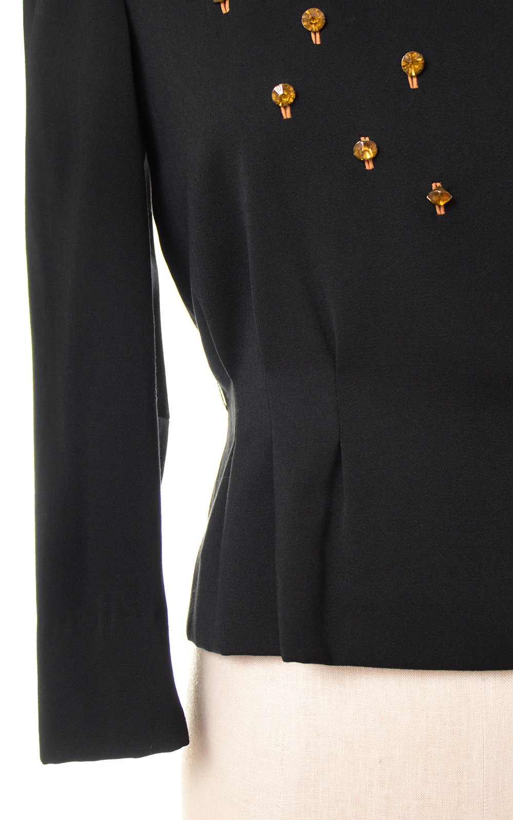 1940s Lilli Ann Rhinestone Black Wool Blazer