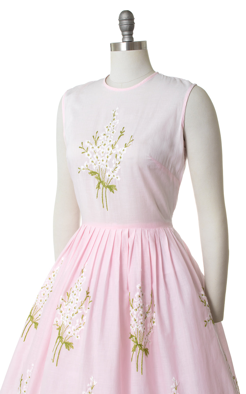 1950s Henry Rosenfeld Pink Floral Embroidered Sundress