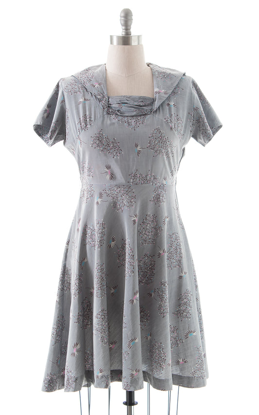 1950s Dandelion Grey Rayon Dress