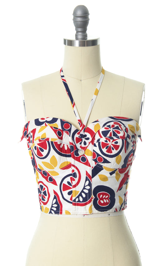 1950s Fruit Novelty Print Halter Sun Top