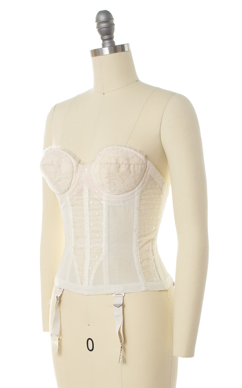 1950s Padded Lace Bustier Bra with Garters
