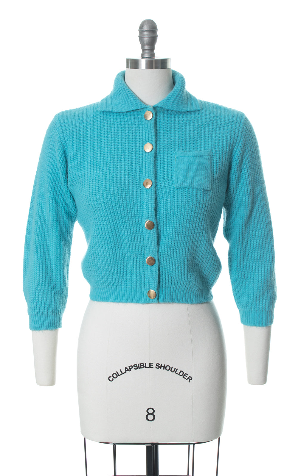 1950s Blue Knit Cropped Cardigan