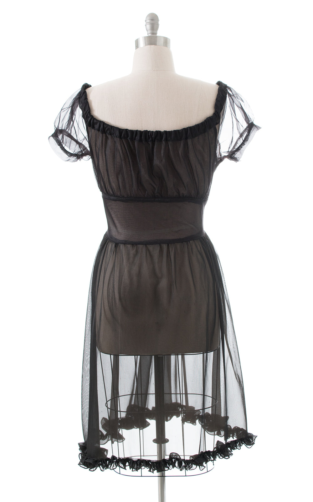 1950s Sheer Ruffled Chiffon Nightie