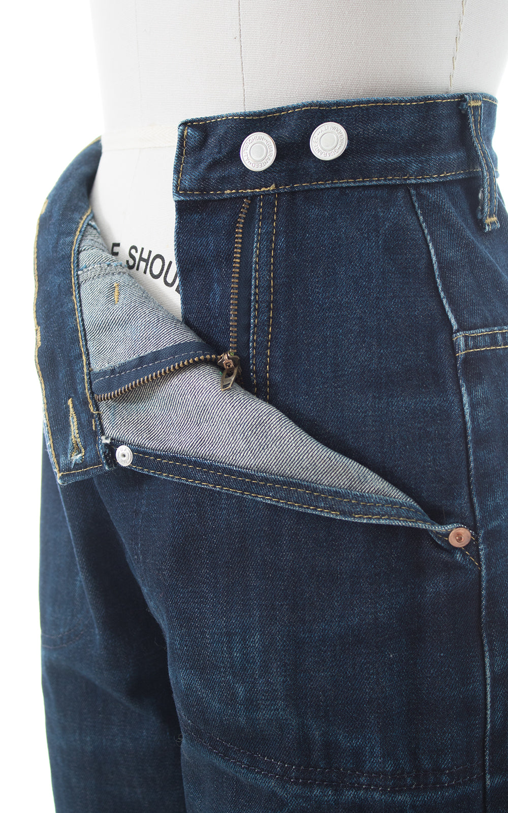Modern 1940s Reproduction Freddies of Pinewood Buckle Back Jeans | small