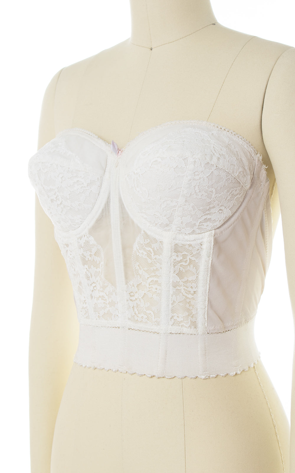 1950s Open Back White Lace Bustier Bra