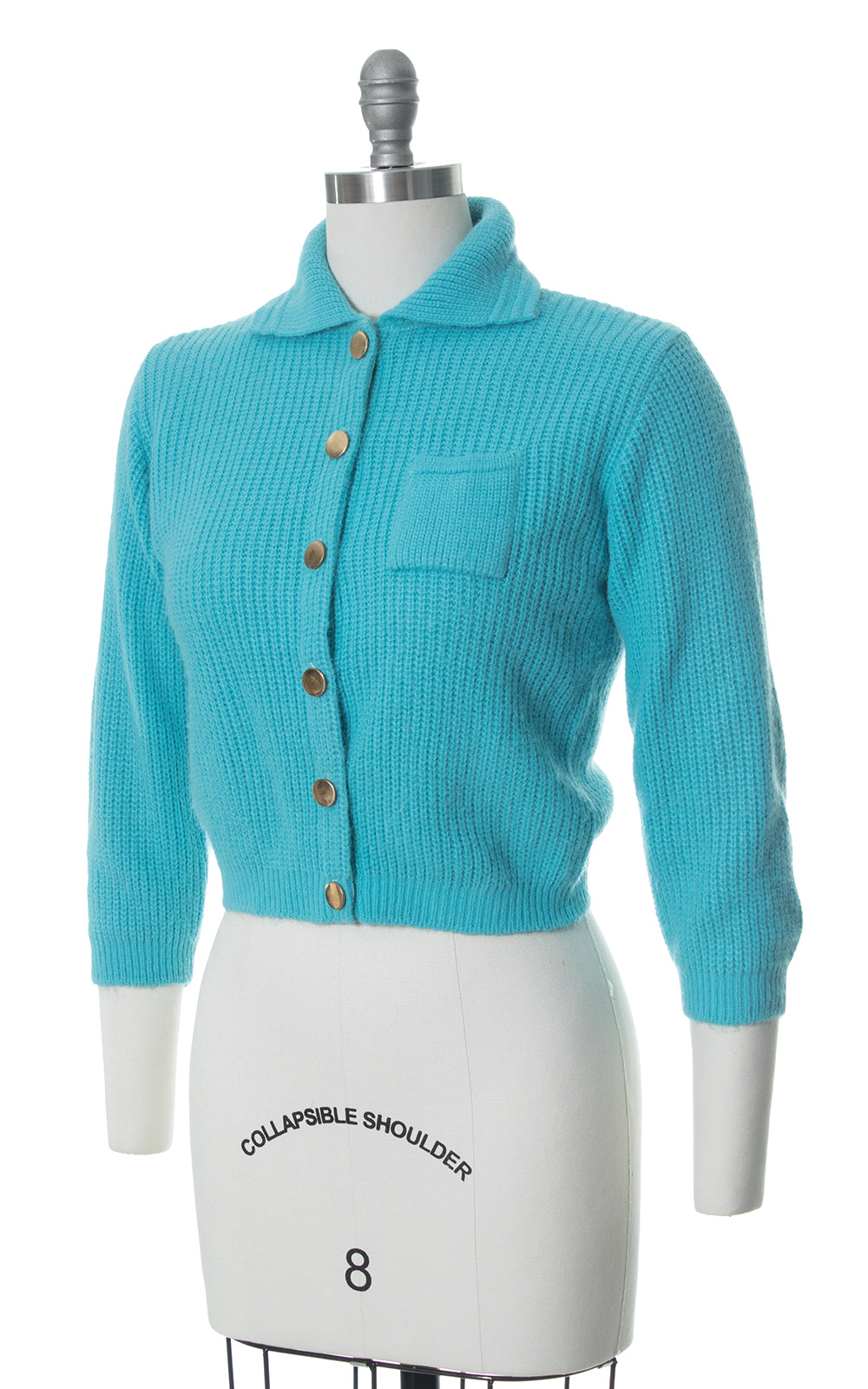 1950s Blue Knit Cropped Cardigan