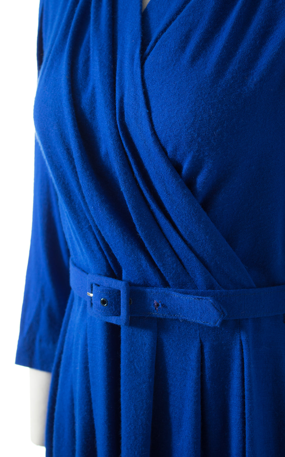 1950s Blue Wool Jersey Dress