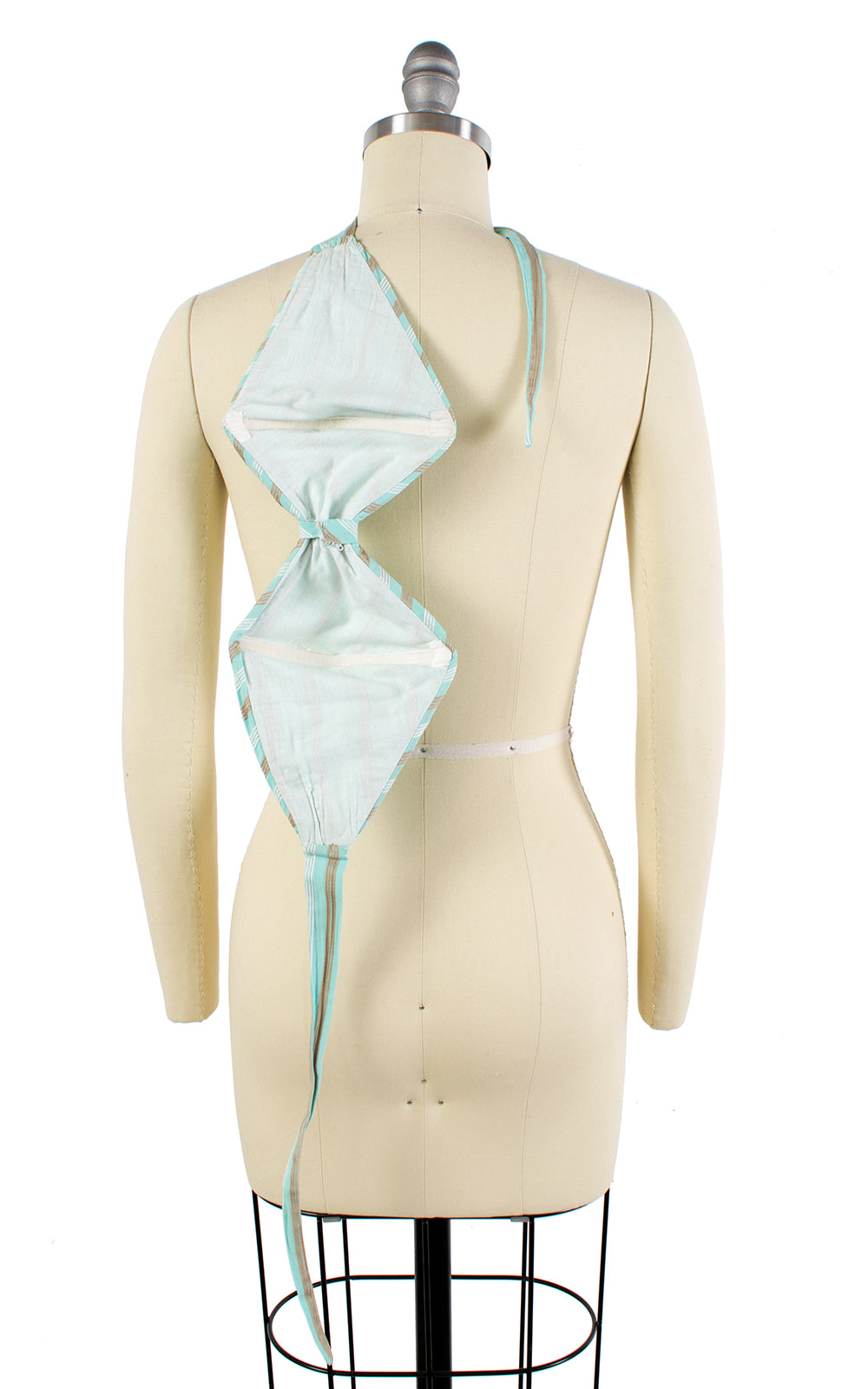 1950s Striped Mint Green Cotton Sun Bra