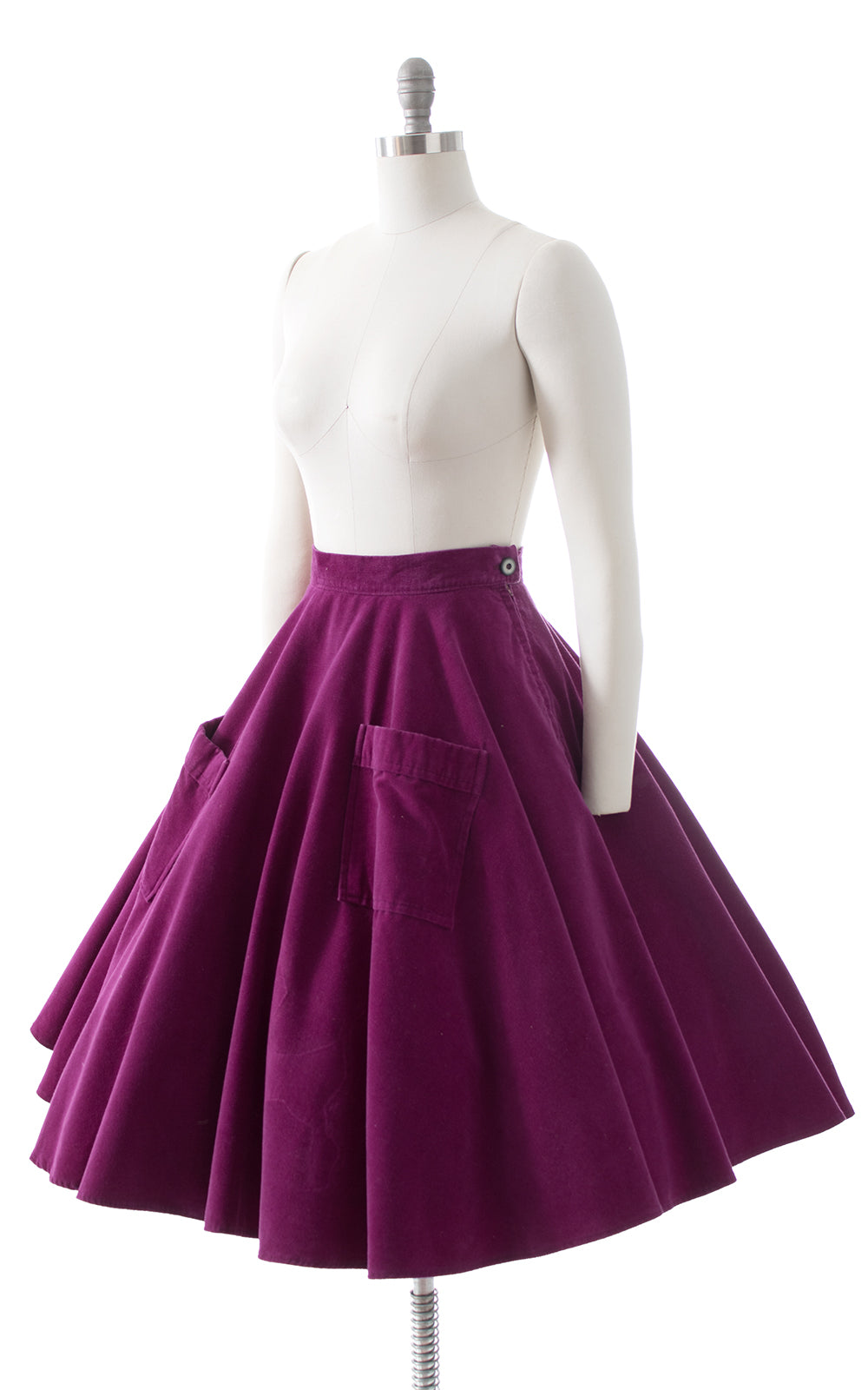 1950s Purple Velvet Circle Skirt with Pockets