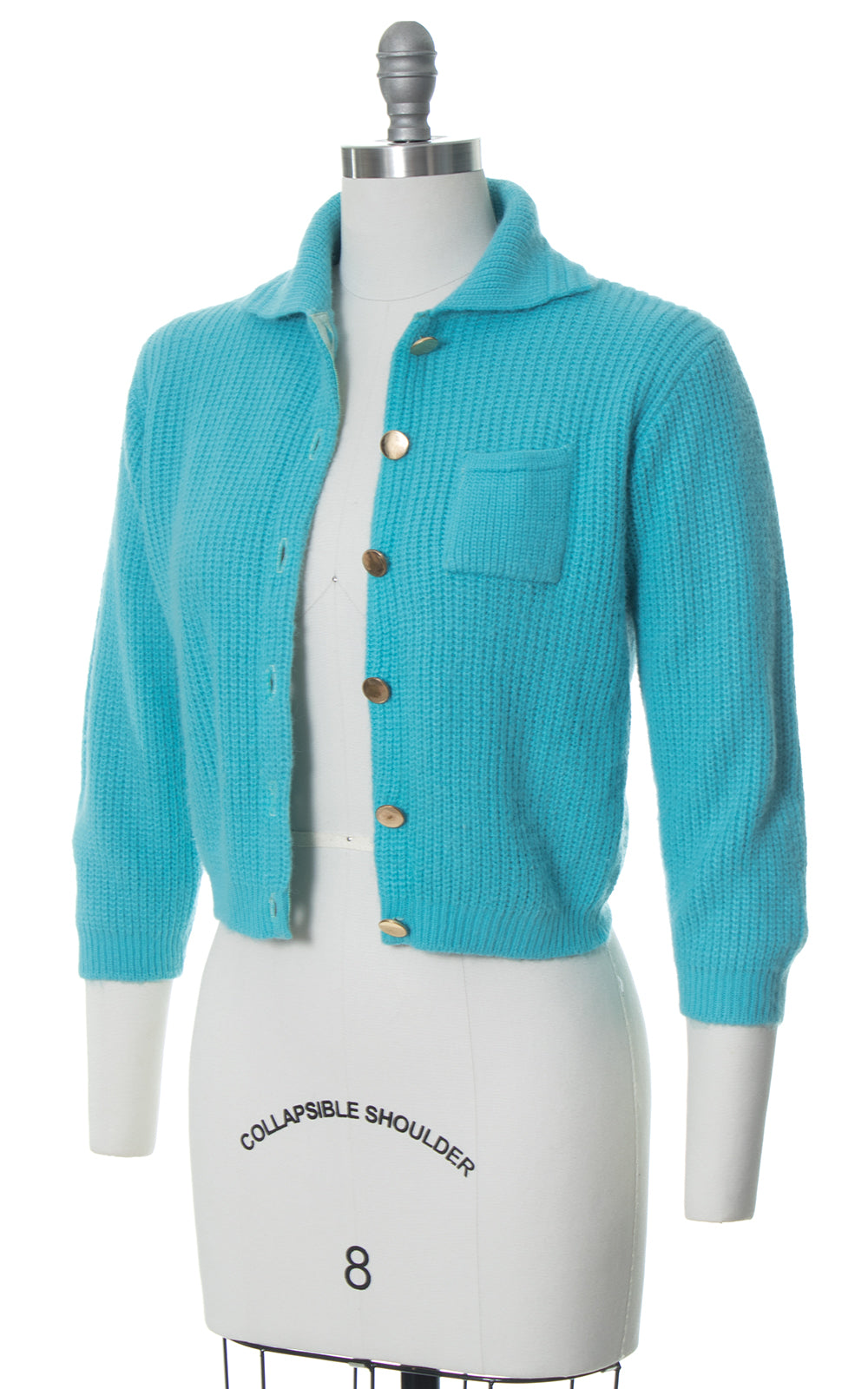 1950s Blue Knit Cropped Cardigan